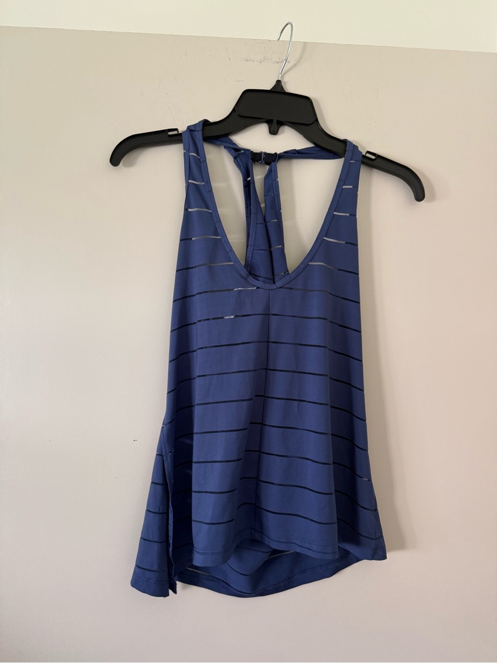 Athleta Blue Striped Racerback Tank Top